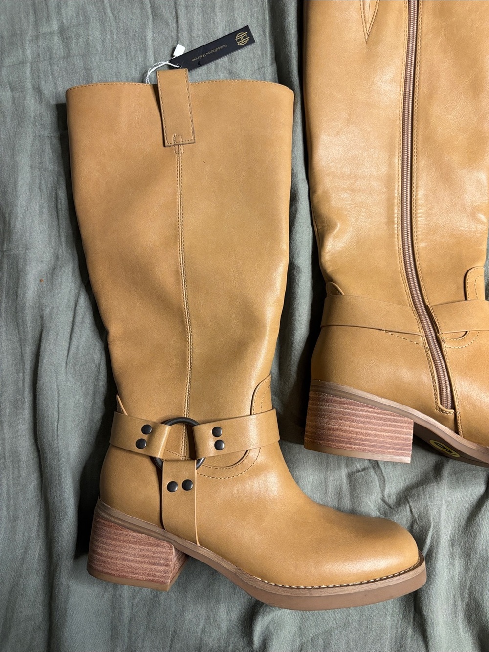 NWT House of Harlow 1960 Brown Leather Suede Heeled Boots Riding Boots